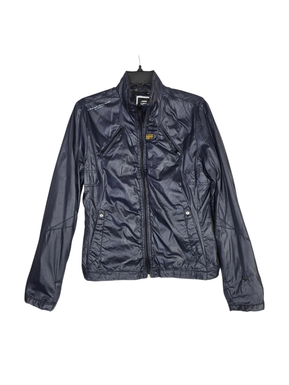 G-Star Raw New Keaton Navy Lightweight Moto Jacket with White Drawcord